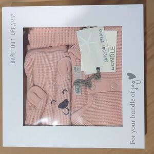 Barefoot Dreams Malibu Collection Waffle Knit Baby Bundle Dusty Pink Rose 18-24
